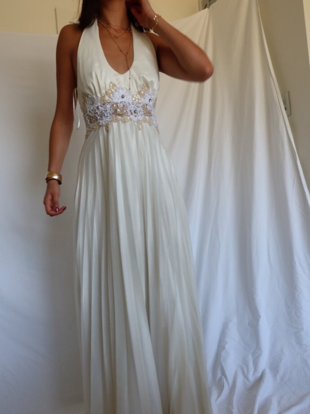 Vintage white halter neck dress